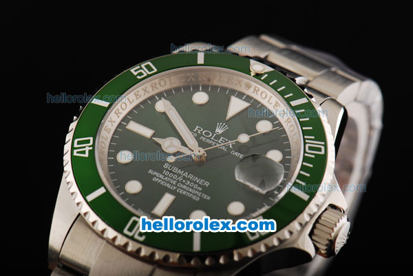 Rolex Submariner Swiss ETA 2836 Automatic Movement Full Steel Case/Strap with Green Dial and Bezel - Click Image to Close